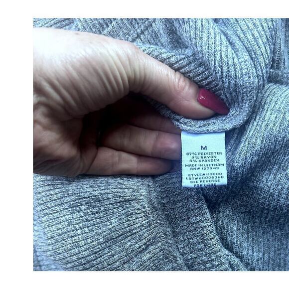 Emma & Michele Grey Ribbed Fit and Flare Long sleeve Dress Medium - Picture 6 of 9